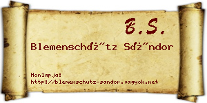 Blemenschütz Sándor névjegykártya